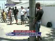 Assaltante é amarrado em poste em SC