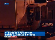 Grande SP: 11 pessoas ficam feridas em acidente entre ônibus e caminhão