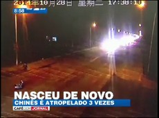 Chinês é atropelado 3 vezes e sobrevive