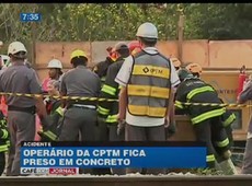 Operário preso em misturador de concreto é resgatado