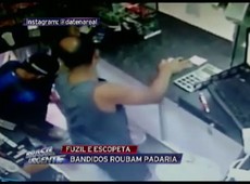 Ladrões assaltam padaria com fuzil