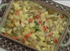 Gratinado de legumes com creme de palmito