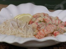 Lagostim com arroz de coco