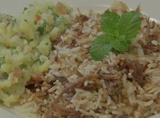 Arroz com trigo e carne