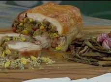 Quiabo crocante com frango recheado