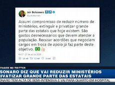 Bolsonaro diz no twitter que vai reduzir ministérios se eleito