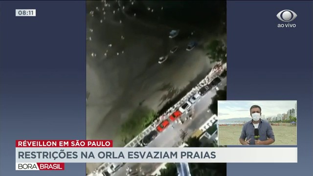 Réveillon em SP: restrições na orla esvaziam praias  Reprodução TV