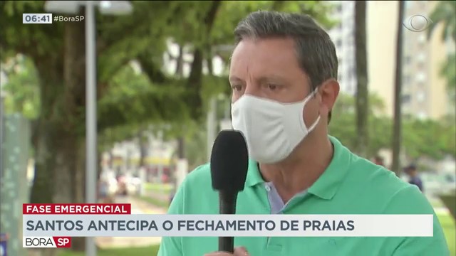 Santos antecipa o fechamento de praias Reprodução TV