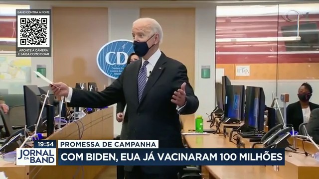 Com Biden, EUA já vacinaram 100 milhões Reprodução TV