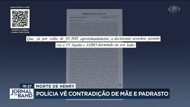 Polícia vê contradição de mãe e padrasto do menino Henry Reprodução TV