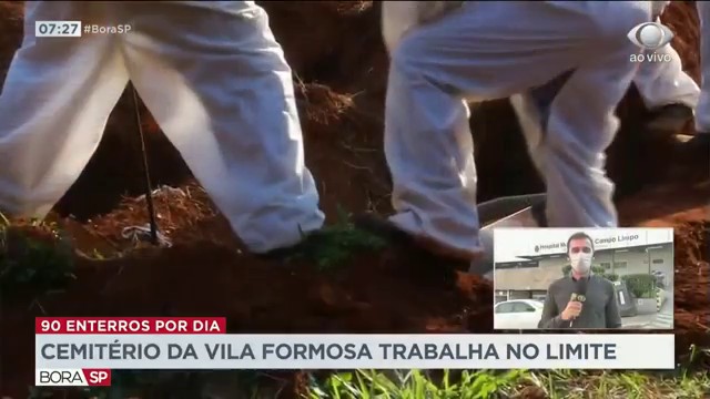 Cemitério da Vila Formosa registra média de 90 enterros por dia Reprodução TV