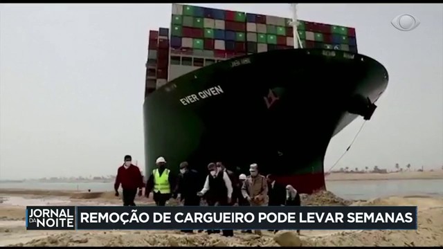 Bloqueio do Canal de Suez, no Egito, pode durar semanas Reprodução TV