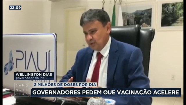 Governadores pedem 2 milhões de vacinados por dia Reprodução TV