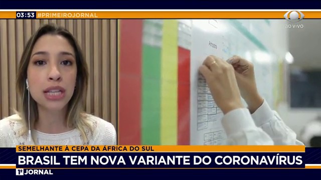 O Brasil detectou uma nova variante do coronavírus. Reprodução TV