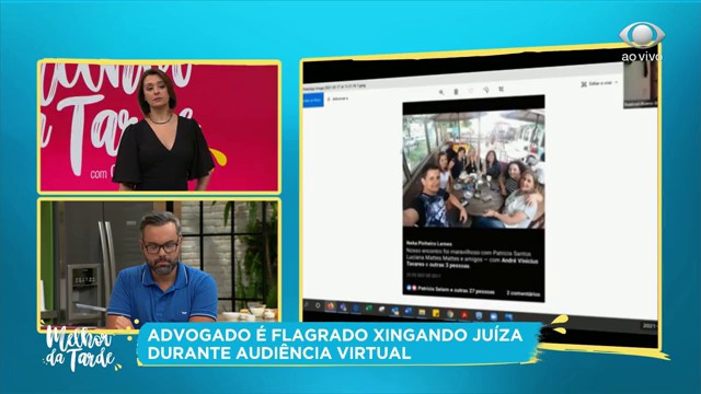 Em sessão, advogado compartilha tela em que aparece xingando juíza  Reprodução TV