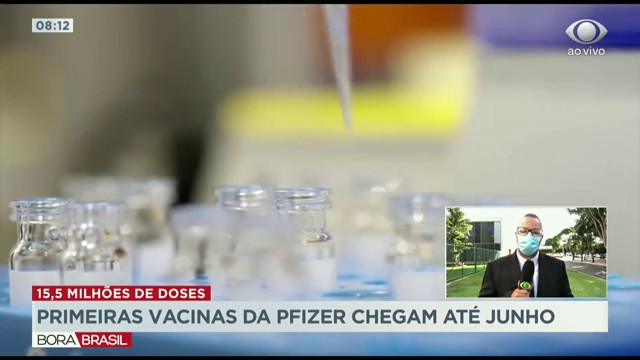Primeiras vacinas da Pfizer chegam até junho Reprodução TV