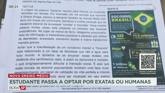 Estudante passa a optar por exatas ou humanas Reprodução TV