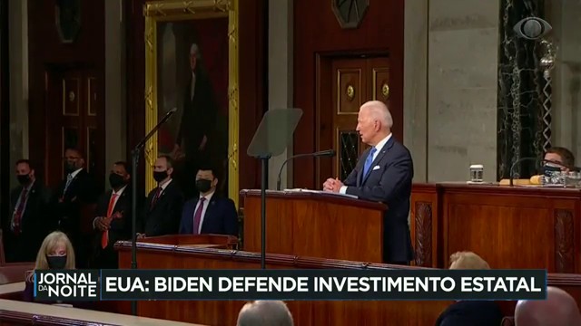 Biden defende investimento estatal em discurso no Congresso Reprodução TV