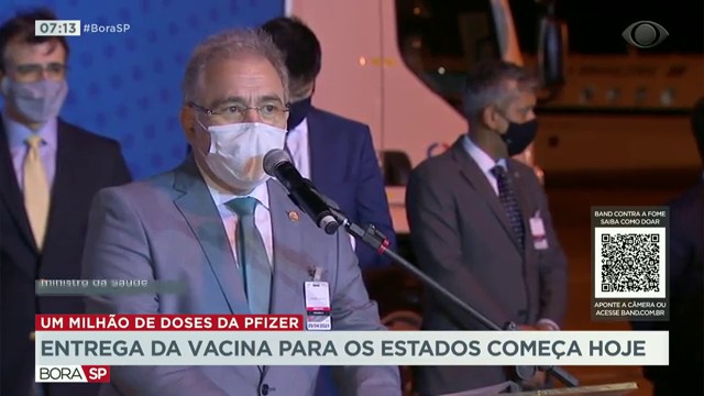 Entrega da vacina da Pfizer para os estados começa hoje Reprodução TV