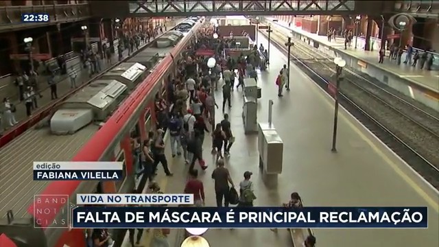 Falta de máscara é a principal reclamação no transporte público Reprodução TV