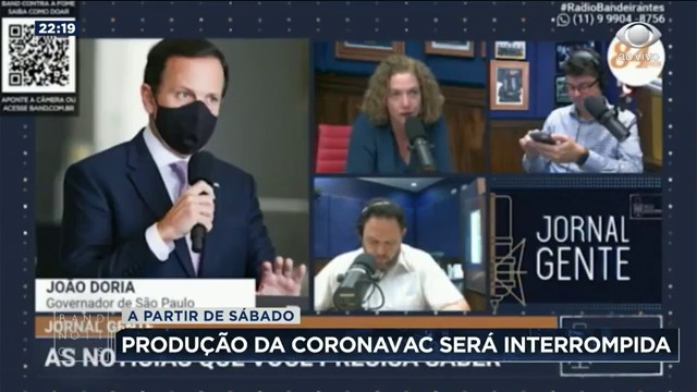 Produção da Coronavac será interrompida no sábado Reprodução TV