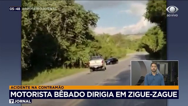 Motorista bêbado dirigia em zigue-zague Reprodução TV