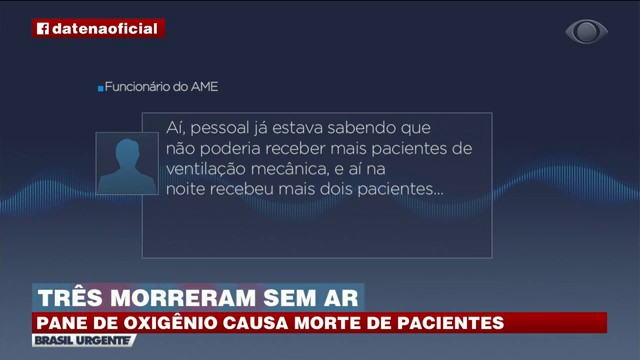 TRÊS MORREM EM HOSPITAL DEPOIS DE PANE DE OXIGÊNIO | BRASIL URGENTE  Reprodução TV