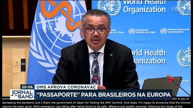 OMS aprova uso emergencial da CoronaVac Reprodução TV