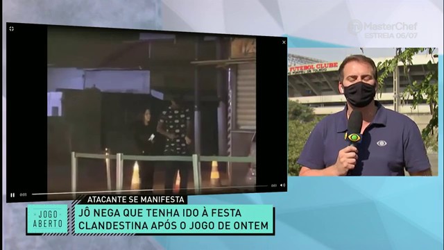 Atacante Jô nega ter ido à festa clandestina após o jogo com o Flu Reprodução TV