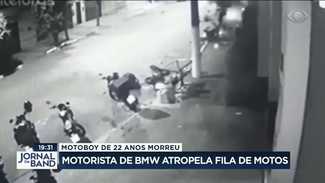 Motoboy de 22 anos morreu: motoristas de BMW atropela fila de motos Reprodução TV