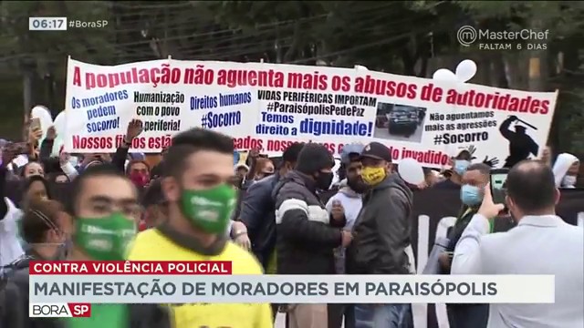 Manifestação de moradores em Paraisópolis Reprodução TV