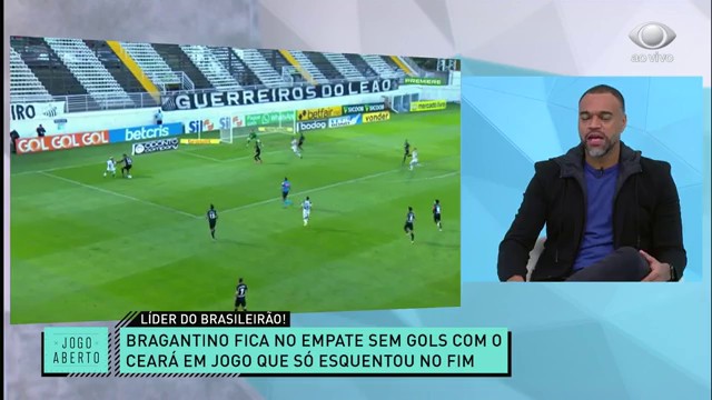 Bragantino fica no empate sem gols, mas segue líder do Brasileirão Reprodução TV