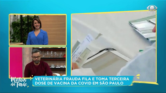 Covid-19: veterinária frauda fila e toma terceira dose de vacina  Reprodução TV