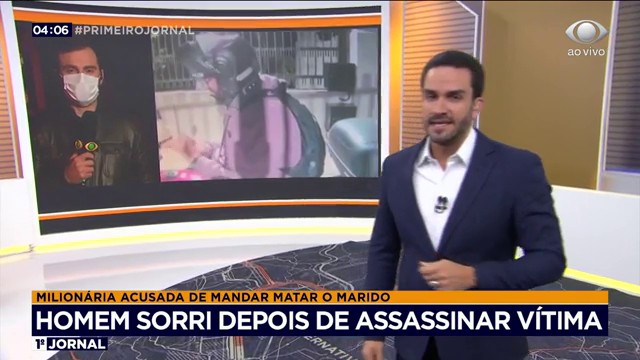 Imagens mostram assassino sorrindo após matar marido de milionária Reprodução TV