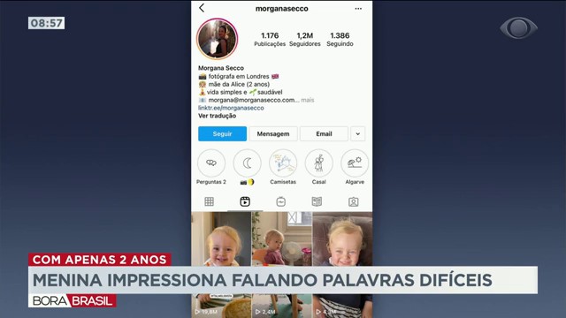 Menina de dois anos impressiona falando palavras difíceis Reprodução TV