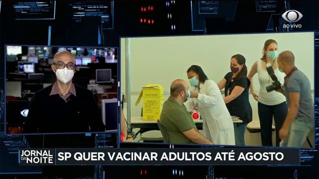 Prefeitura de SP quer vacinar todos os adultos até o começo de agosto Reprodução TV