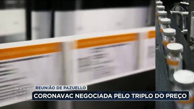 Ministério da Saúde: Coronavac negociada pelo triplo do preço Reprodução TV