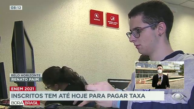 Inscritos tem até esta segunda-feira para pagar taxa do Enem 2021 Reprodução TV