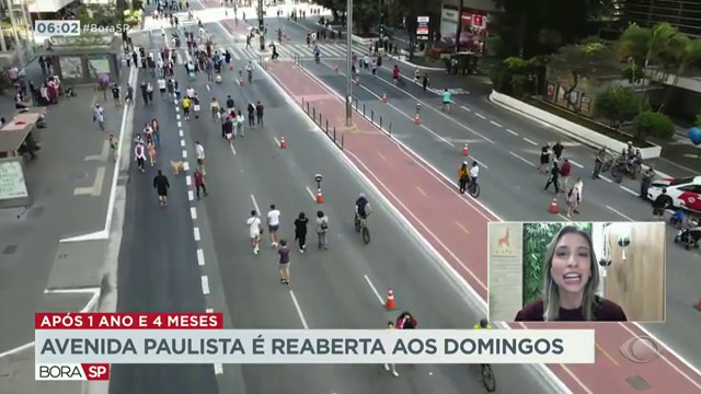 Avenida Paulista é reaberta aos domingos Reprodução TV