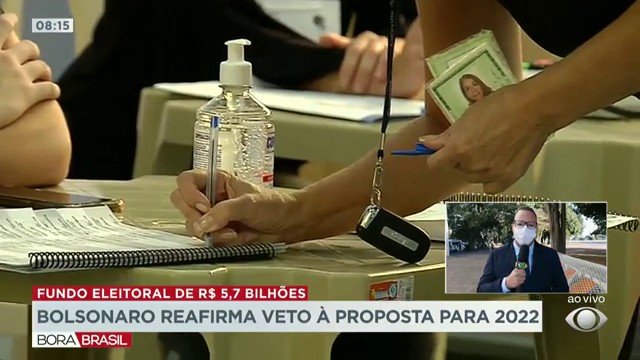 Bolsonaro reafirma veto à proposta do Fundo Eleitoral para 2022 Reprodução TV