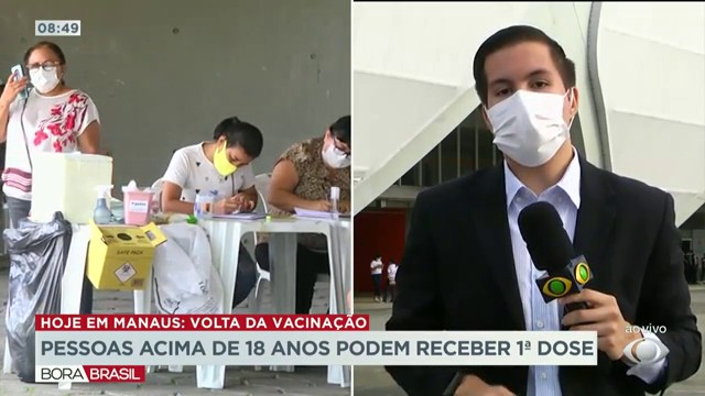 Pessoas acima de 18 anos podem receber primeira dose em Manaus1) Reprodução TV