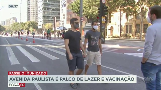 Avenida Paulista é palco de lazer e vacinação Reprodução TV