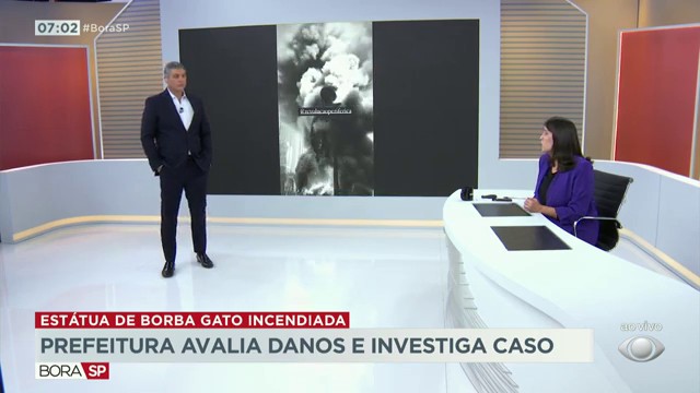 Prefeitura avalia danos de incêndio de estátua de Borba Gato Reprodução TV