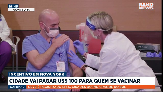 Nova York vai pagar US$100 dólares para quem se vacinar