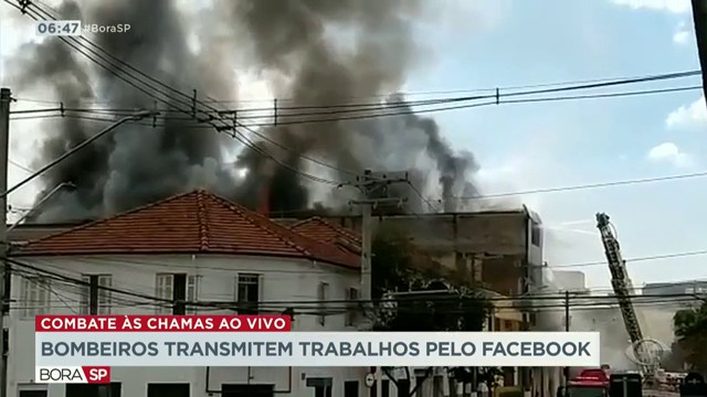 Bombeiros transmitem trabalhos pelo Facebook Reprodução TV