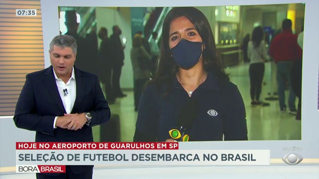  Seleção brasileira de futebol desembarca no Aeroporto de Guarulhos Reprodução TV