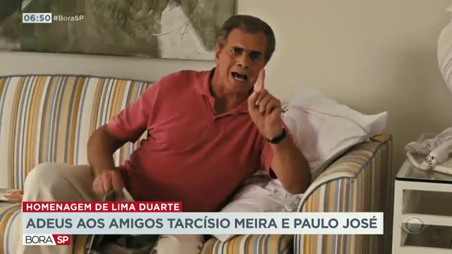 O adeus de Lima Duarte aos amigos Tarcísio e Paulo José Reprodução TV