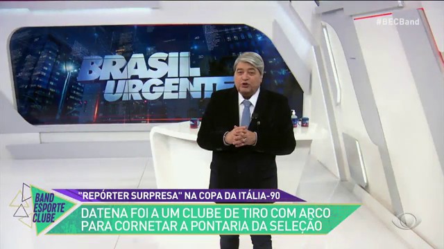 DATENA CORNETEIRO: EM 1990, ELE IRONIZOU A SELEÇÃO COM TIRO DE ARCO Reprodução TV