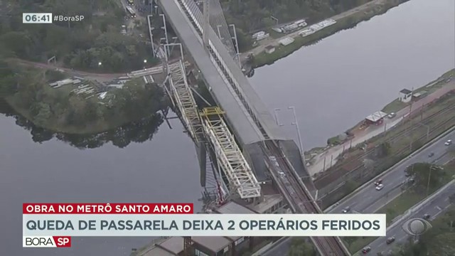  Queda de passarela deixa 2 operários feridos Reprodução TV