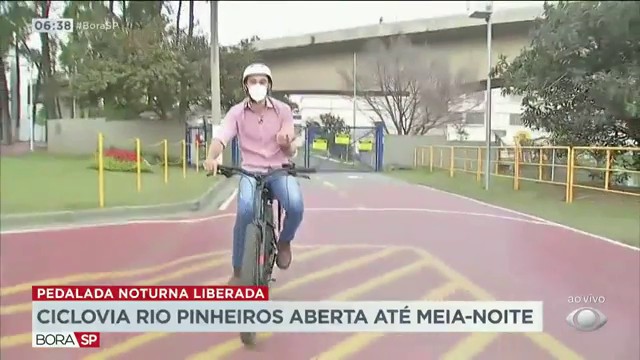 Ciclovia Rio Pinheiros aberta até meia-noite Reprodução TV